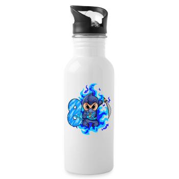 8. Geburtstag Junge 8 Jahre alt Ninja - Trinkflasche mit integriertem Trinkhalm - Weiß - Rechts