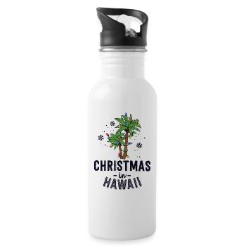 Noël à Hawaii Deck La famille Palm Trees - Gourde avec paille intégrée - blanc - Droite