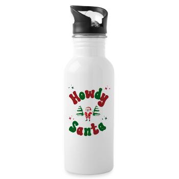 Howdy Santa Christmas Outfit - Water bottle with straw - white - Right