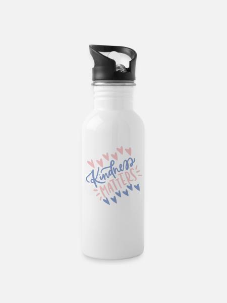 Kindness Matters - Awareness T-Shirt - Trinkflasche mit integriertem Trinkhalm - Weiß