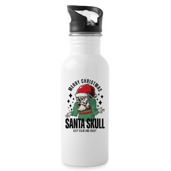 Nikolaus Skull Christmas Design - Water bottle with straw - white - Right