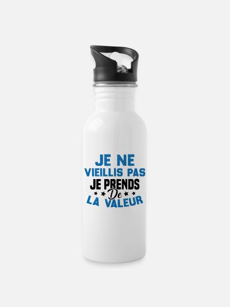 Je Ne Vieillis Pas Je Prends De La Valeur Humour - Gourde avec paille intégrée - blanc