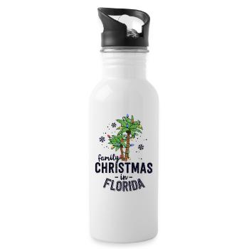 Family Christmas In Florida Palm Trees Xmas Beach - Water bottle with straw - white - Right