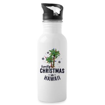 Family Christmas In Hawaii Palm Trees Xmas Beach - Water bottle with straw - white - Right