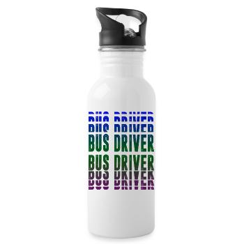 Bus driver design - Water bottle with straw - white - Right