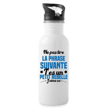 Ne pas lire la phrase suivante - Gourde avec paille intégrée - blanc - Droite