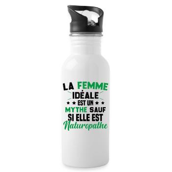 La femme idéale est un mythe sauf naturopathe - Gourde avec paille intégrée - blanc - Droite