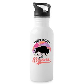 Life is better with a buffalo Buffalo - Water bottle with straw - white - Right