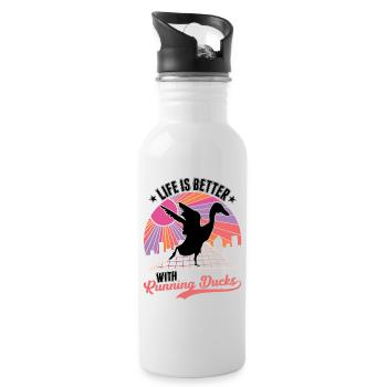 Life is better with running ducks - Water bottle with straw - white - Right