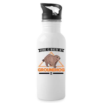 Marmotte de jour de marmotte - Gourde avec paille intégrée - blanc - Droite
