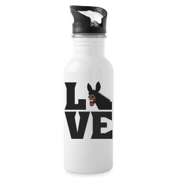 LOVE Muli Esel Liebe Maultier Pferd - Trinkflasche mit integriertem Trinkhalm - Weiß - Rechts