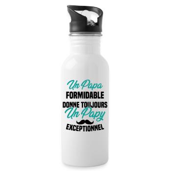 Papa Formidable Donne Toujours Papy Exceptionnel - Gourde avec paille intégrée - blanc - Droite