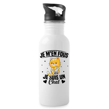 Je m'en fous Je suis un Chat Humour Chat Chaton - Gourde avec paille intégrée - blanc - Droite