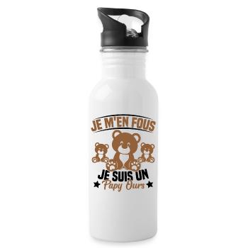 Je m en fous je suis un Papy ours Grand père - Gourde avec paille intégrée - blanc - Droite