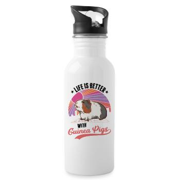 Guinea Pig Gift Guinea Pig - Water bottle with straw - white - Right