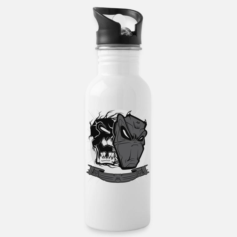 Devil mask - Water bottle with straw - white