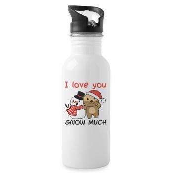 Otter I love you snow much snowman wordplay - Water bottle with straw - white - Right