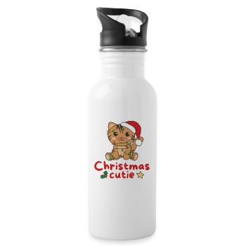 Cat Christmas Cats Christmas Cutie - Water bottle with straw - white - Right