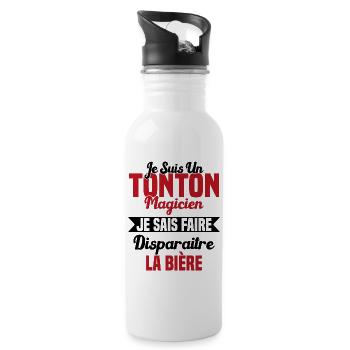 Tonton Magicien Apéro Drôle Bière - Gourde avec paille intégrée - blanc - Droite