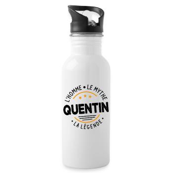 Quentin L'Homme Le Mythe La Légende Cadeau Humour - Gourde avec paille intégrée - blanc - Droite