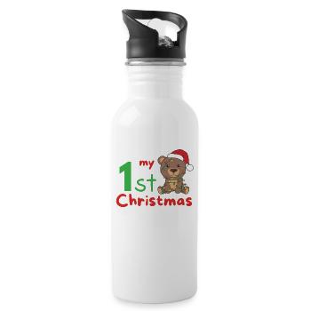 Bear Christmas Bears my 1st Christmas - Water bottle with straw - white - Right