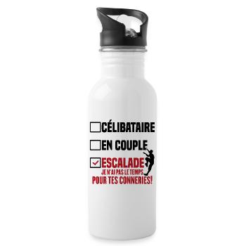 Escalade Célibataire En Couple Cadeau Humour - Gourde avec paille intégrée - blanc - Droite