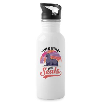 Life is better with a seal seal - Water bottle with straw - white - Right