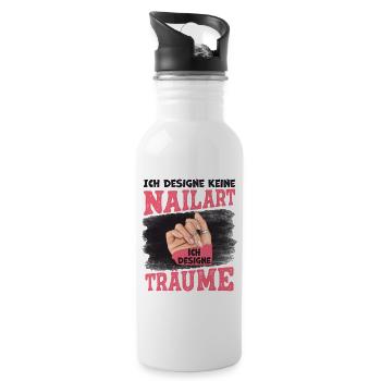 Ich designe keine Nailart Nageldesignerin - Trinkflasche mit integriertem Trinkhalm - Weiß - Rechts
