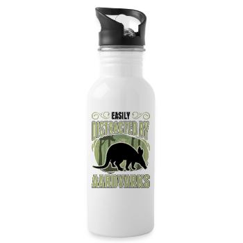 Easily distracted by Aardvarks Aardvark - Water bottle with straw - white - Right