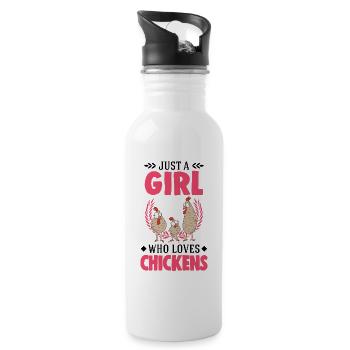 Chicken Girl Farmer Chicken Farmer - Water bottle with straw - white - Right
