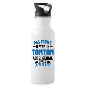 tonton génial cadeau humour tonton - Gourde avec paille intégrée - blanc - Droite