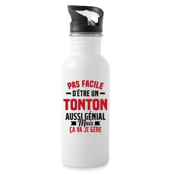 tonton génial cadeau humour tonton - Gourde avec paille intégrée - blanc - Droite