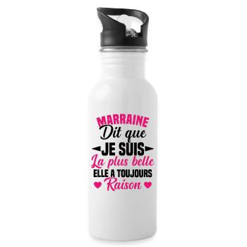 marraine dit que je suis la plus belle cadeau - Gourde avec paille intégrée - blanc - Droite