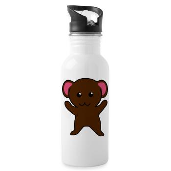 Petite souris Brune - Gourde avec paille intégrée - blanc - Droite