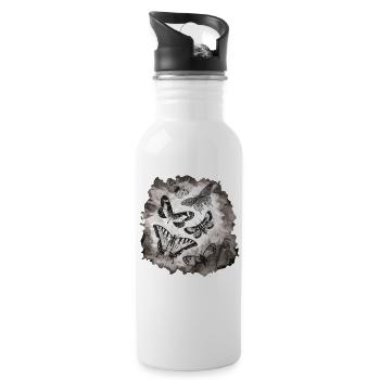 Butterflies insects - Water bottle with straw - white - Right
