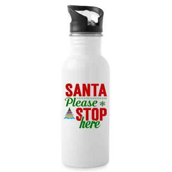 Christmas Party Sweet Claus Merry Christmas T-shirt - Water bottle with straw - white - Right