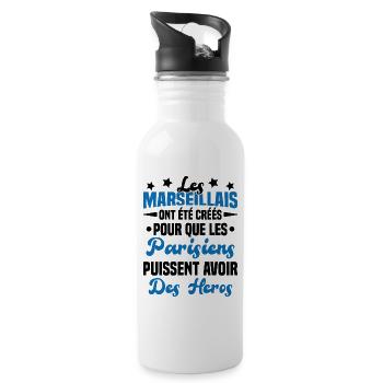Les marseillais ont été créés pour les parisiens - Gourde avec paille intégrée - blanc - Droite