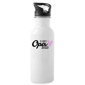 Opa 2023 - Opa werden - Bald Opa - Trinkflasche mit integriertem Trinkhalm - Weiß - Rechts