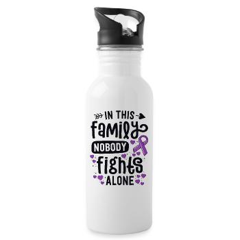 In This Family Nobody Fights Alone Support - Water bottle with straw - white - Right
