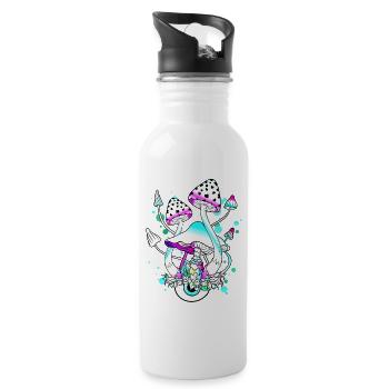 Magic Mushrooms weiße Pilz Augen Kunst - Trinkflasche mit integriertem Trinkhalm - Weiß - Rechts