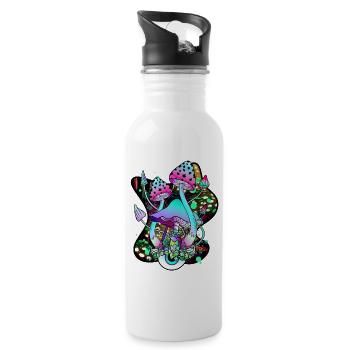 Magic Mushrooms Pilz Augen Kunst - Trinkflasche mit integriertem Trinkhalm - Weiß - Rechts