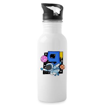 9. Geburtstag 9 Jahre Astronaut Weltall - Trinkflasche mit integriertem Trinkhalm - Weiß - Rechts