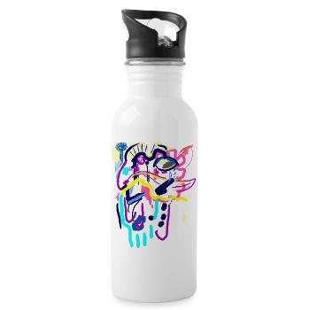 Abstrakte Kunst - Digital Fantasy - Trinkflasche mit integriertem Trinkhalm - Weiß - Rechts
