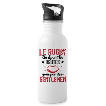 Cadeau Pour Joueur De Rugby - Gourde avec paille intégrée - blanc - Droite