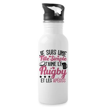 Femme Joueur De Rugby Cool Filles Rugby Et Apéros - Gourde avec paille intégrée - blanc - Droite