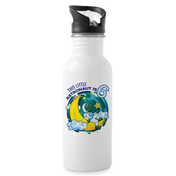 6. Geburtstag 6 Jahre Junge Astronaut Weltall - Trinkflasche mit integriertem Trinkhalm - Weiß - Rechts