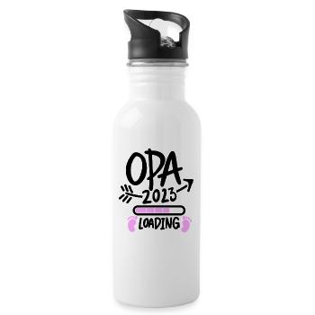 Opa loading 2023 - Opa werden - Bald Opa - Trinkflasche mit integriertem Trinkhalm - Weiß - Rechts