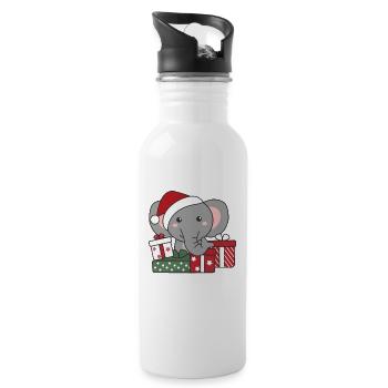 Éléphant Cadeau de Noël Animaux d’hiver Éléphant - Gourde avec paille intégrée - blanc - Droite