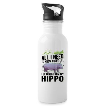 Hippo Cadeau Hippo Hippo Hippo - Gourde avec paille intégrée - blanc - Droite