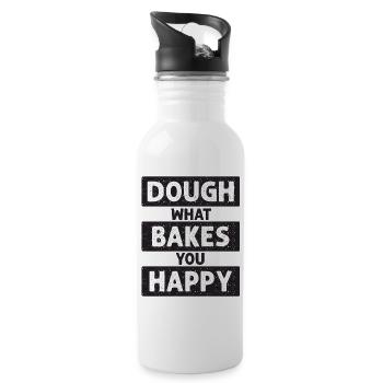 Dough What Bakes You Happy Bäckerei - Trinkflasche mit integriertem Trinkhalm - Weiß - Rechts